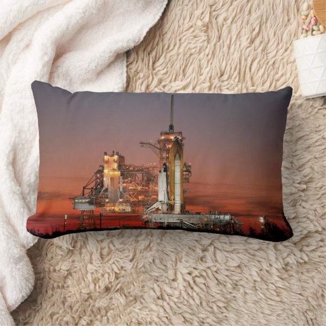 Red Sky for Space Shuttle Atlantis Launch Lumbar Pillow (Blanket)