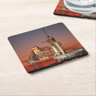 Red Sky for Space Shuttle Atlantis Launch Square Paper Coaster