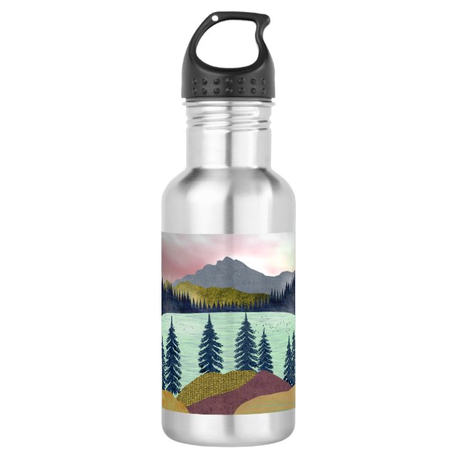 Red Sky Lake Landscape 532 Ml Water Bottle (Front)
