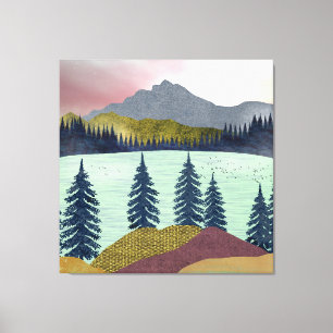 Red Sky Lake Landscape Canvas Print