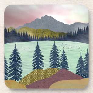 Red Sky Lake Landscape Coaster