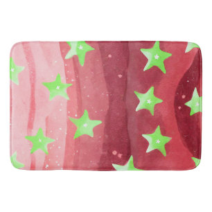 red sky with stars bath mat