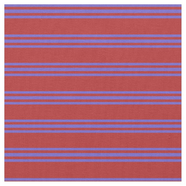 Red & Slate Blue Coloured Lines Fabric (Close Up)