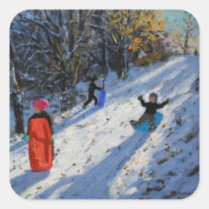Red sledge Allestree Park Derby. 2014 Square Sticker