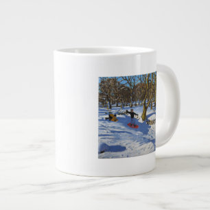 Red sledge Lomberdale Hall Derbyshire 2014 Large Coffee Mug