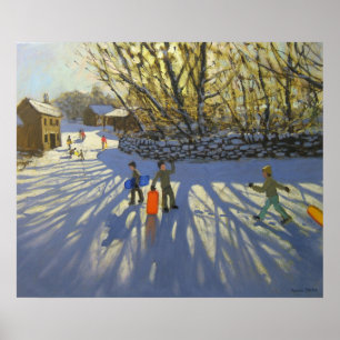 Red sledge Monyash Derbyshire Poster