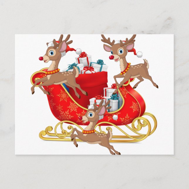 Red Sleigh Holiday Postcard (Front)