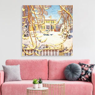 Red Sleigh House, Winter Lawren Harris Canvas Print