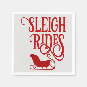 Red Sleigh Rides Holiday Party Napkin