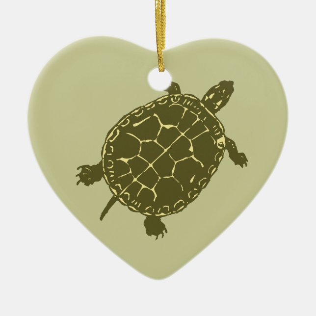 Red Slider Turtle Ceramic Ornament (Front)