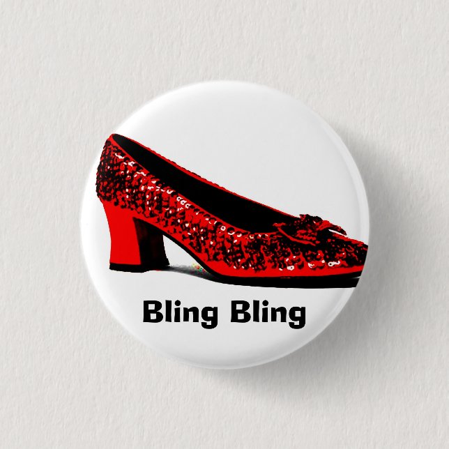 red slippers, Bling Bling 1 Inch Round Button (Front)