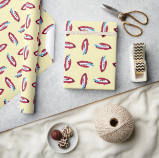 Red Smile with Blue Toothbrush on Yellow Wrapping Paper