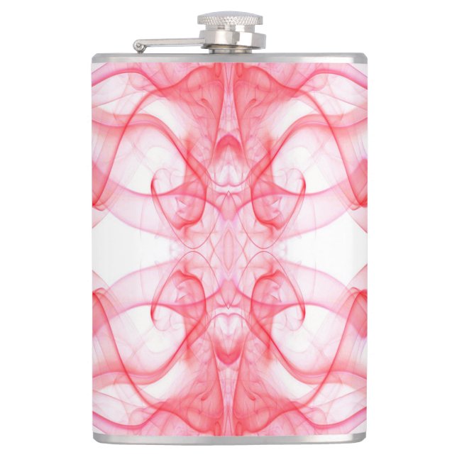 Red Smoke Symmetrical Minimalist Abstract Hip Flask (Front)