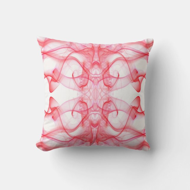Red Smoke Symmetrical Minimalist Abstract Throw Pillow (Front)