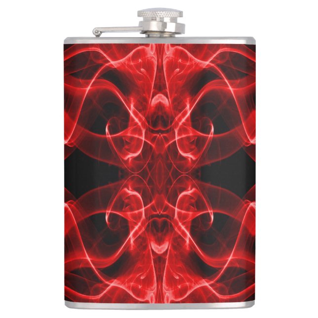 Red Smoke Symmetrical Minimalist Black Hip Flask (Front)