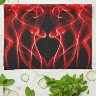 Red Smoke Symmetrical Minimalist Black Kitchen Towel