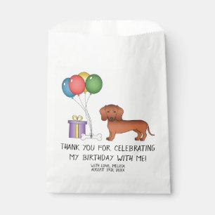 Red Smooth Coat Dachshund Cartoon Dog - Birthday Favour Bag