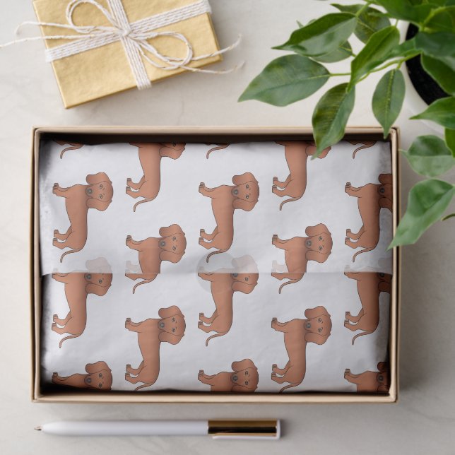 Red Smooth Coat Dachshund Cute Dog Pattern Tissue Paper (Gift)