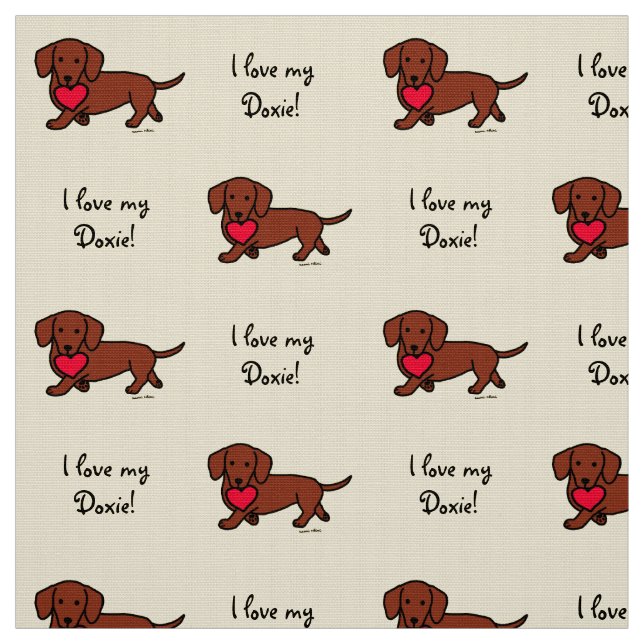 Red Smooth Dachshund Heart Fabric (Swatch)