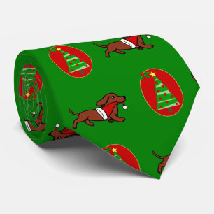 Red Smooth Dachshund Holiday Tie