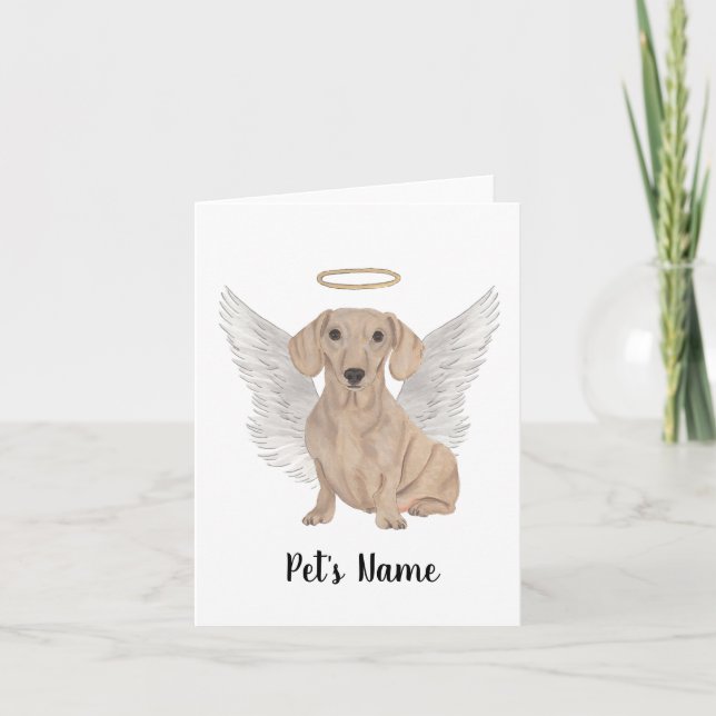 Red Smooth Dachshund Sympathy Memorial Card (Front)
