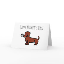 Red Smooth Dachshund Tiny flower Mother's Day