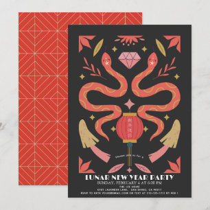Red Snake 2025 Lunar/Chinese New Year Party Invitation