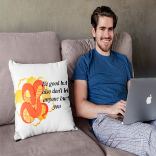 Red Snake on a Golden Flower”   Unique & Luxurious Accent Pillow
