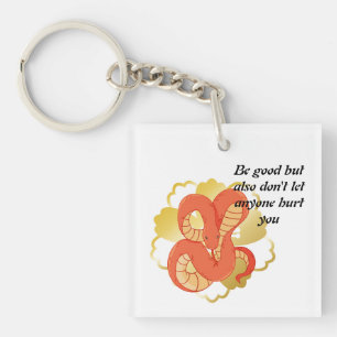Red Snake on a Golden Flower” Unique & Luxurious Keychain