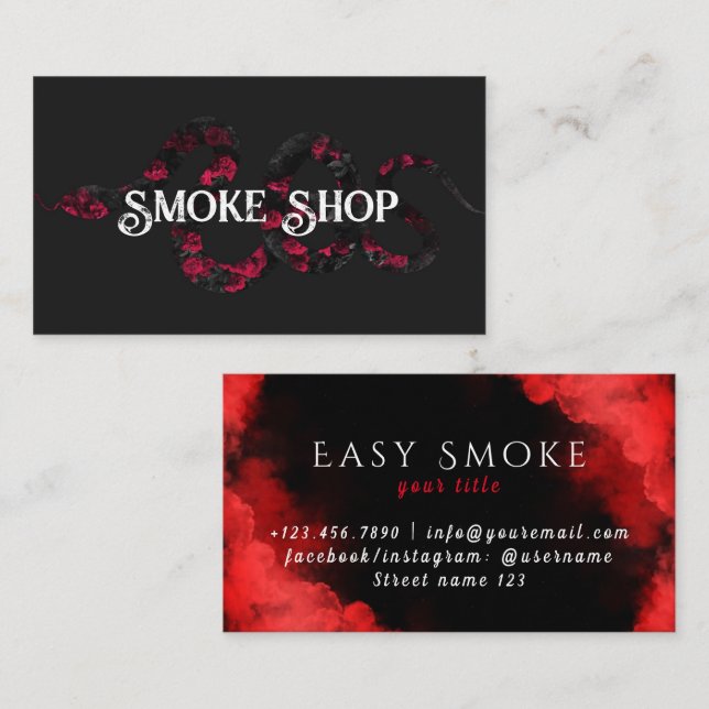 Red Snake Smoke Shop Vape Carte de visite (Devant / Derrière)