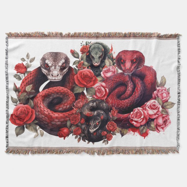 Red Snake Throw Blanket (Front)