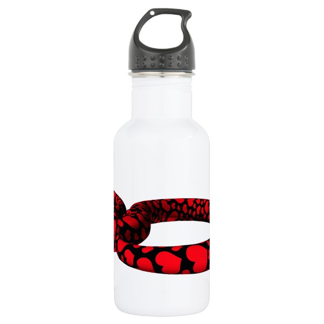 Red Snake With Hearts 532 Ml Water Bottle (Front)