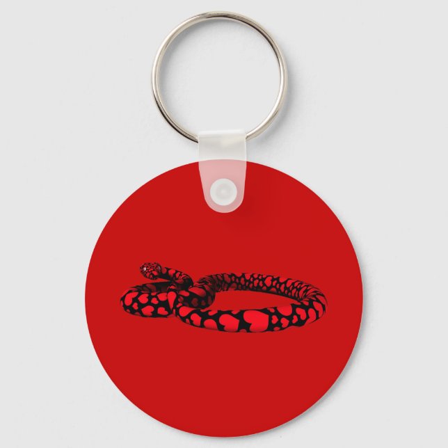Red Snake With Hearts Keychain (Front)