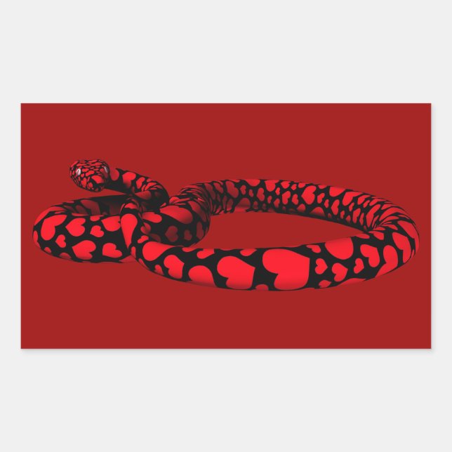 Red Snake With Hearts Sticker (Front)