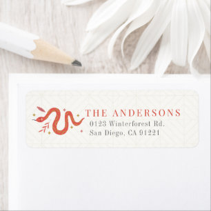 Red Snake Zodiac New Year Return Address Label