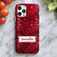 Red Snakeskin Personalized Name Animal Print