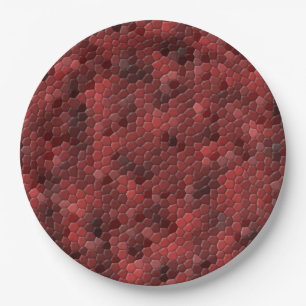 Red Snakeskin Scales Pattern Paper Plate