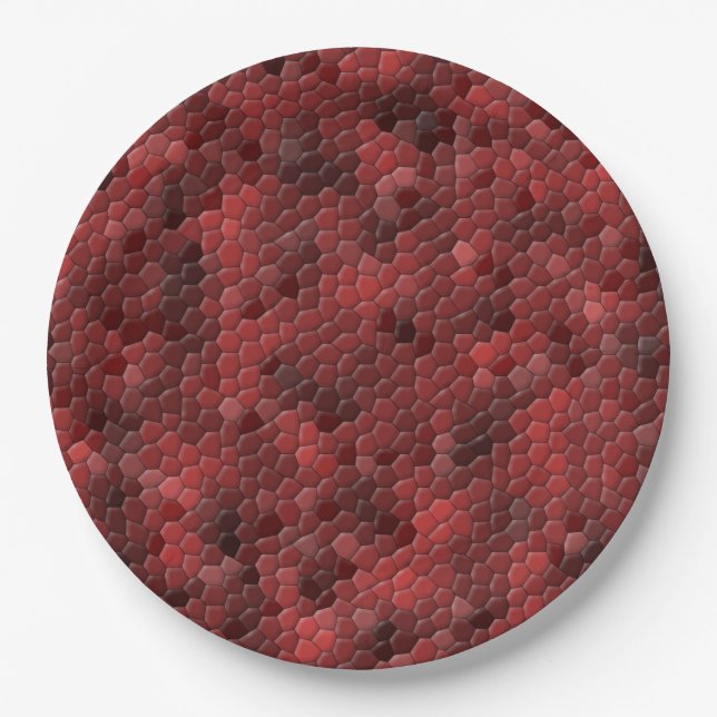 Red Snakeskin Scales Pattern Paper Plate (Front)