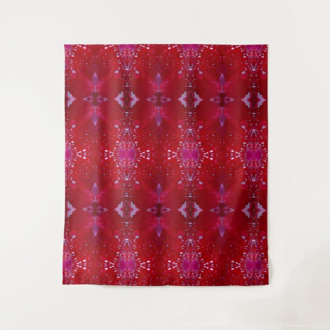 Red Snapdragon Ikat Also  Tapestry (Front)