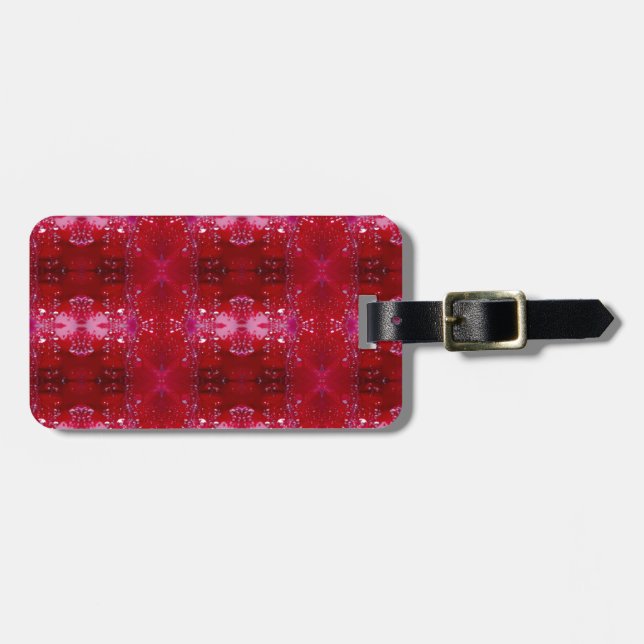 Red Snapdragon Ikat  Luggage Tag (Front Horizontal)