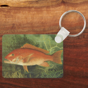 Red Snapper Fish in the Ocean, Vintage Marine Life Keychain