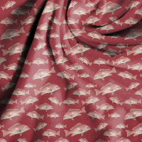 Red Snapper Fish Pattern Red Sewing Fabric
