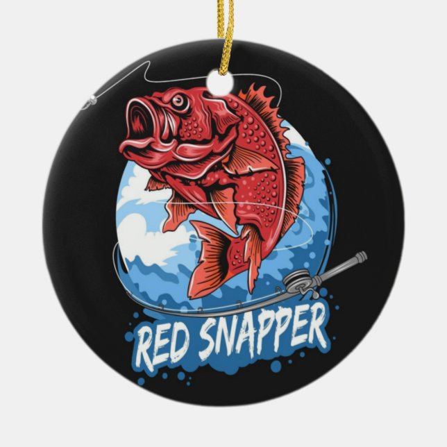 RED SNAPPER FISHING SEASON DESIGN CERAMIC ORNAMENT (Front)