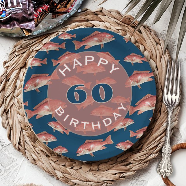 Red Snapper Happy Birthday Age Paper Plate (Creator Uploaded)
