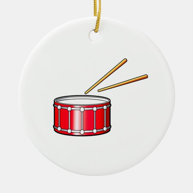 red snare graphic with sticks ceramic ornament (Front)