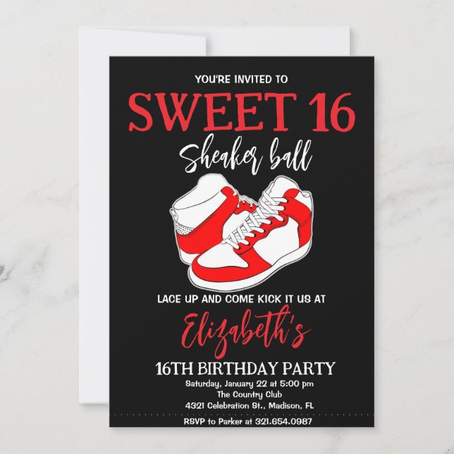 Red Sneaker Bash Birthday Party Invitation (Front)