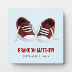 Red Sneakers Baby Plaque, Baby Shoes Picture Plaque