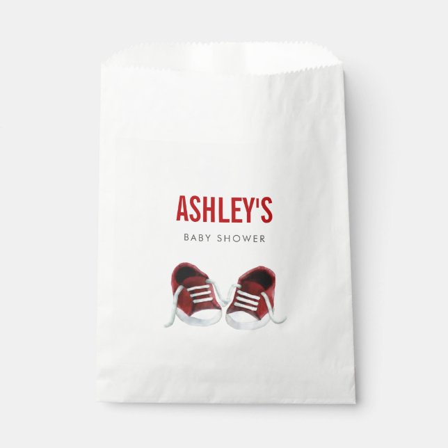 Red Sneakers Baby Shower Favour Bag Treat Sacks (Front)