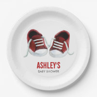 Red Sneakers Baby Shower Paper Plates