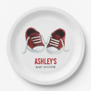 Red Sneakers Baby Shower Paper Plates